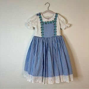 Trish Scully Child Dorothy Costume Dress Blue Gingham Eyelet Tulle Lined Size 7
